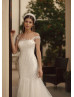 Short Sleeves Ivory Glitter Lace Tulle Anniversary Wedding Dress